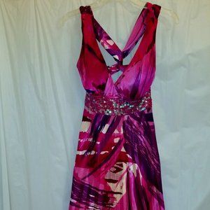 Pink Sequin pleated prom dress size Medium